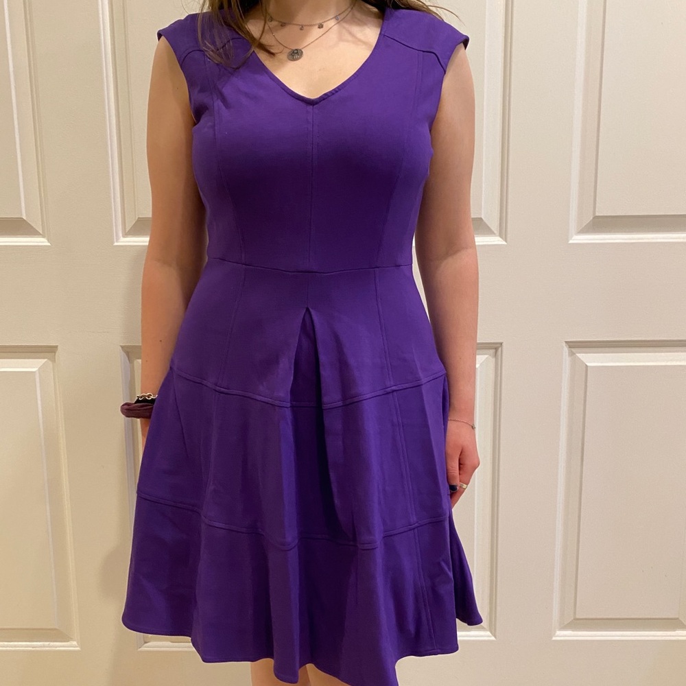 Purple A-line cap-sleeve dress 💜